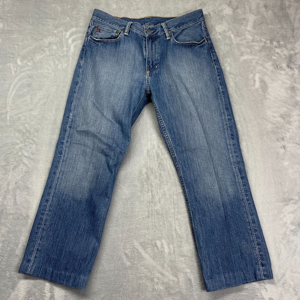 Polo Ralph Lauren Jeans Mens 33/30 (33x27) Blue Denim Faded Grunge Straight Leg